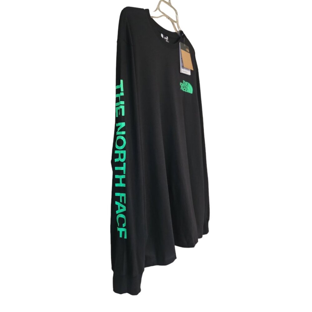 The North Face Cotton Long Sleeve Hit Graphic Tee Black Green - Picture 4 of 7